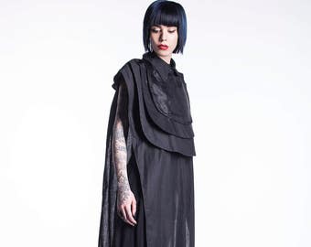 Black Maxi Top, Avant Garde Clothing, Black Sleeveless Tunic Top with Loose Fit, Extravagant Tunic