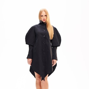 Elegante Giacca Asimmetrica Boho Con Cappuccio Del Mago - Foto 3