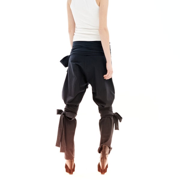 Women Harem Pants, Black Pants, Avant Garde Pants, Steampunk Pants, Deconstructed Clothing, Wide Leg Pants, Drop Crotch Pants, Plus Size