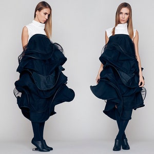 Avant Garde Dress, Cocktail Dress, Alternative Wedding Dress, Futuristic Clothing, Extravagant Dress, Sleeveless Dress with High Neck