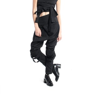 Drop Crotch Pants, High Rise Harem Pants in Black, Loose Urban Pants, Deconstructed Fashion, Extravagant Pants, Black Harem Pants