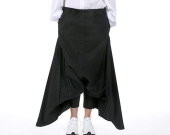 Black Skirt Pants, Asymmetrical Pants, Avant Garde Clothing, Harem Pants, Futuristic Clothing,