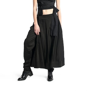Black Skirt Pants, Avant Garde Clothing, Women&#39;s Black Trousers With Pleated Overskirt, Deconstructed Clothing, Loose Fit Pants