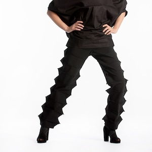 Futuristic Pants, Avant Garde Clothing, Geometric Pants, Women&#39;s Postapocalyptic Pants, Steampunk Clothing, Edgy Black Pants