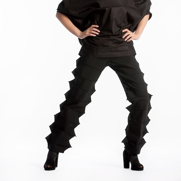 Futuristic Pants, Avant Garde Pants, Geometric Clothes, Postapocalyptic Pants, Steampunk Pants, Grunge Pants, Halloween Pants, Black Pants