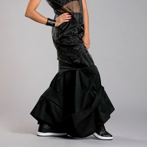 Women Black Maxi Skirt, Long Extravagant Skirt, Gothic Clothing, Avant Garde Skirt, Evening Skirt Women&#39;s