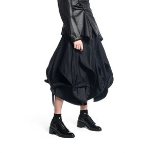Balloon Skirt in Black, Loose Black Skirt for Woman, Black Oversized Skirt, Deconstructed Clothing, Midi Skirt