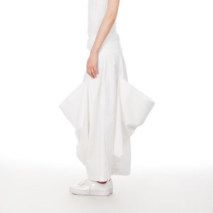 High Waist Maxi Skirt With Oversized Pockets, Long White Skirt, Asymmetrical Skirt, Draped Loose Skirt, Beach Wedding Skirt
