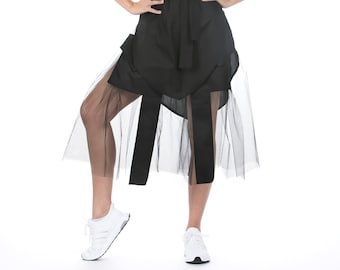 Falda De Malla Negra, Ropa De Vanguardia, Falda Transparente, Pantalones De Falda De Cóctel, Faldas Pantalón De Mujer, Falda Transparente