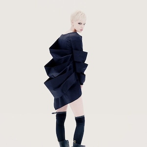 Avant Garde Jacket, Cyberpunk Black Jacket, Layered Coat With Asymmetric Front Closure, Steampunk Jacket, Gothic Halloween Jacket