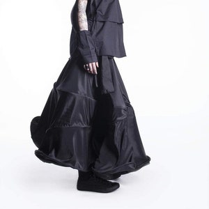 Black Oversized Skirt, Maxi Flare Skirt, Futuristic Clothing, Gothic Skirt, Loose Fit Skirt