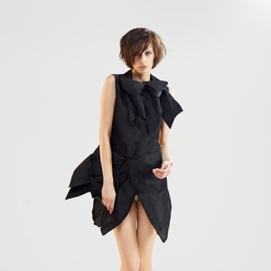 Linen Top For Women, Japanese Clothing, Asymmetric Tunic, Linen Clothing, Black Linen Shirt, Linen Tunic Top in Black