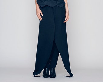 Black Skirt Pants, Avant Garde Pants, Futuristic Pants, Layered Skirt Pants, Deconstructed Pants, Drag Queen, Oversize Pants, Loose Pants