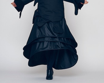Women Layered Skirt, Avant Garde Clothing, Extravagant Skirt, Futuristic Clothing, Avant Garde Skirt, Navy Blue Maxi Skirt