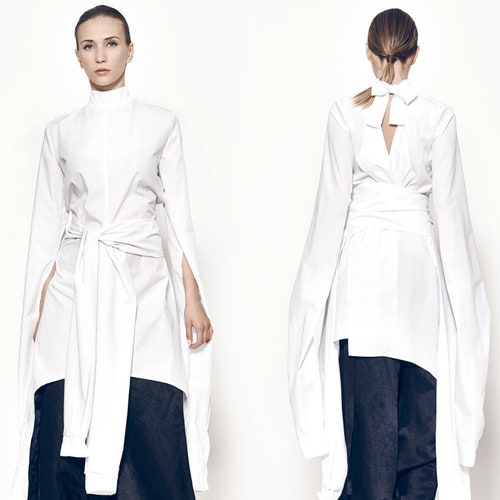 Long White Shirt Futuristic Clothing Kimono Top - Etsy