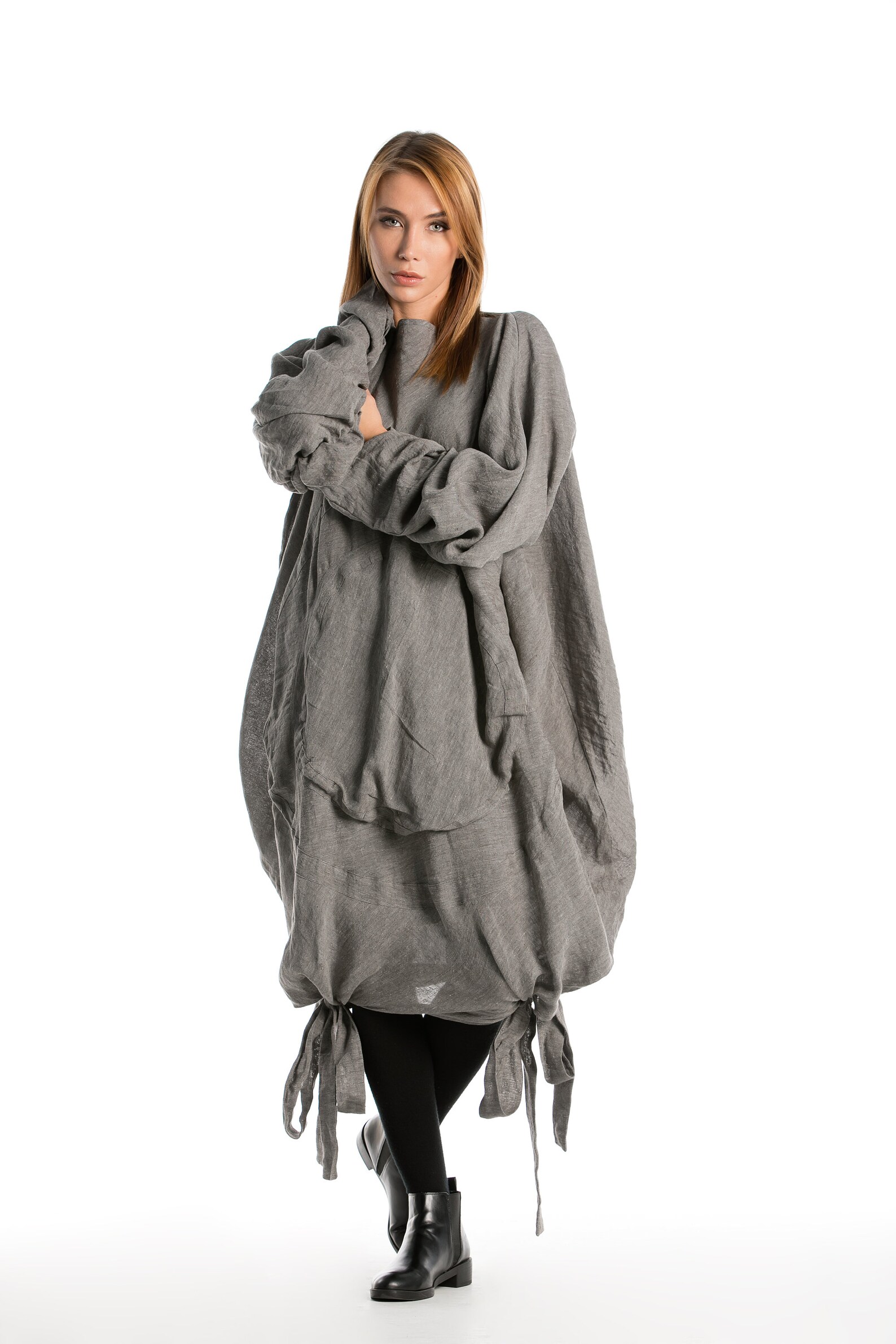 Embrace The Grey Maternity Oversized Tunic Dress