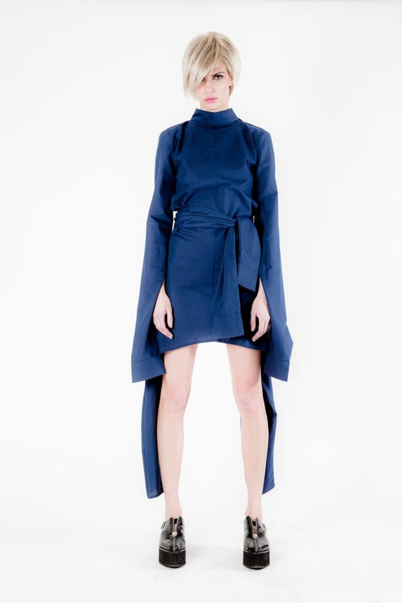 backless tunic dress Blue With Open Back, Blue Wedding Dress, Avant Garde Clothing, Tunic With Oversized Sleeves Fiacafyo Women's Halter Neck tie up dress Size:15.5 Buy Backless Tunic Dress