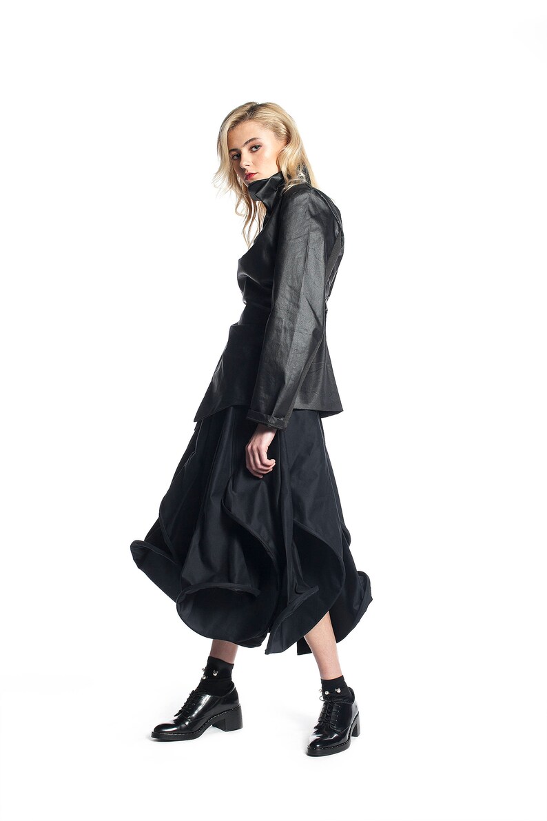 Black High Neck Jacket for Women, Cyberpunk Jacket, Asymmetrical Jacket With High Collar, Steampunk Jacket, Avant Garde Clothing