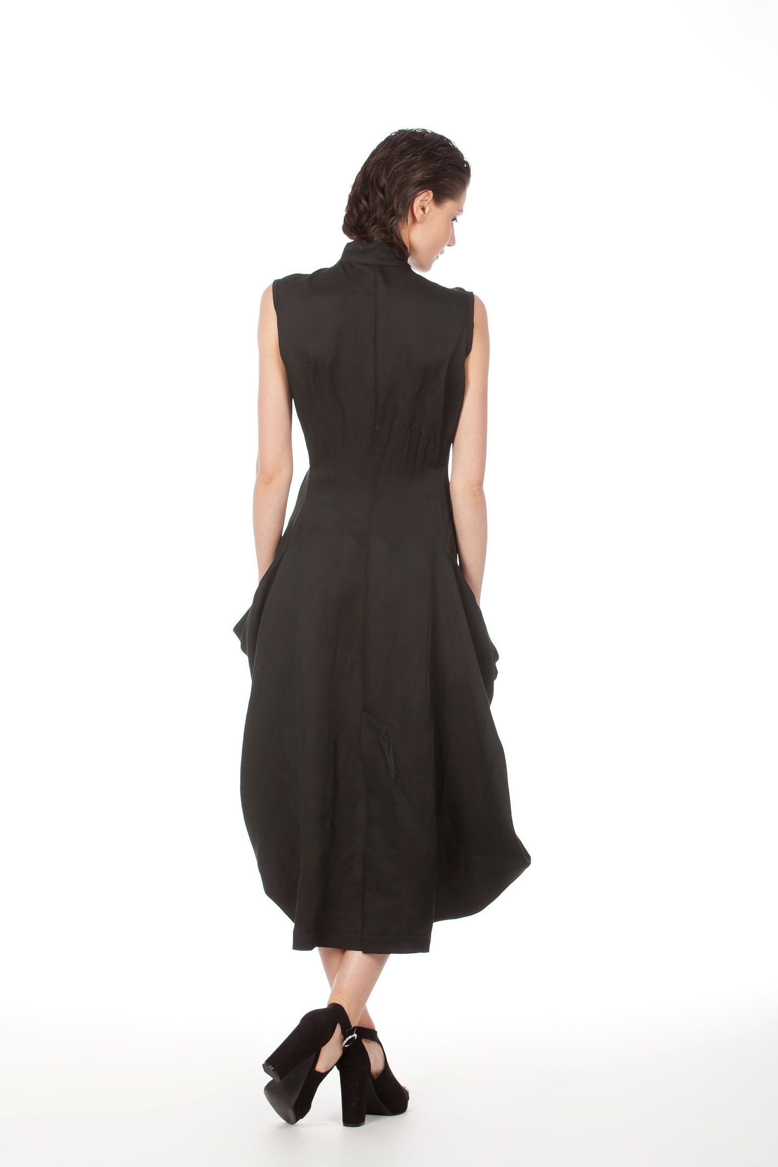 Linen Black Dress Shirt Dress Linen Maxi Dress Japanese Etsy