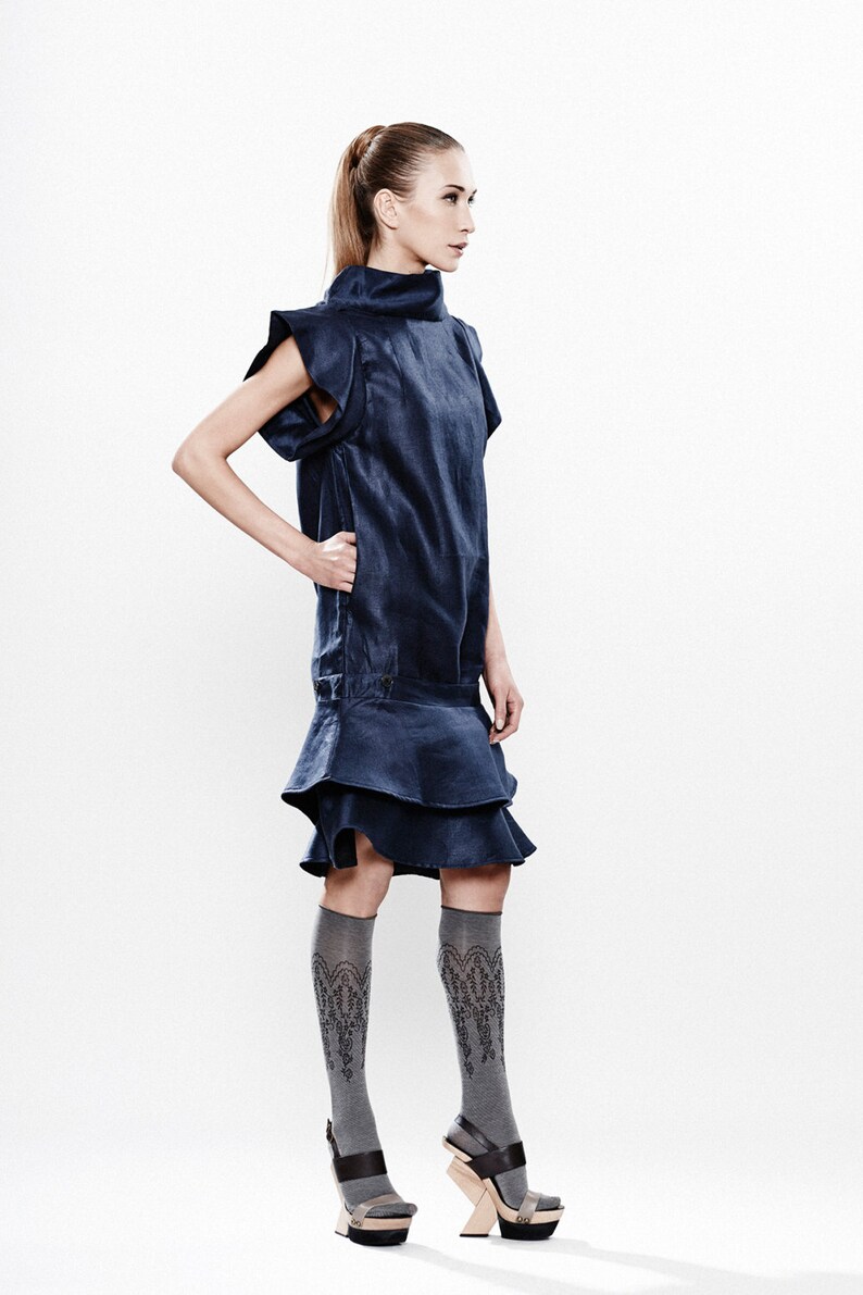 Linen Dress Cocktail Dress Metallic Dress Extravagant Etsy