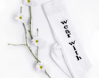 Wear With Attitude Socks In White, High Cotton Socks