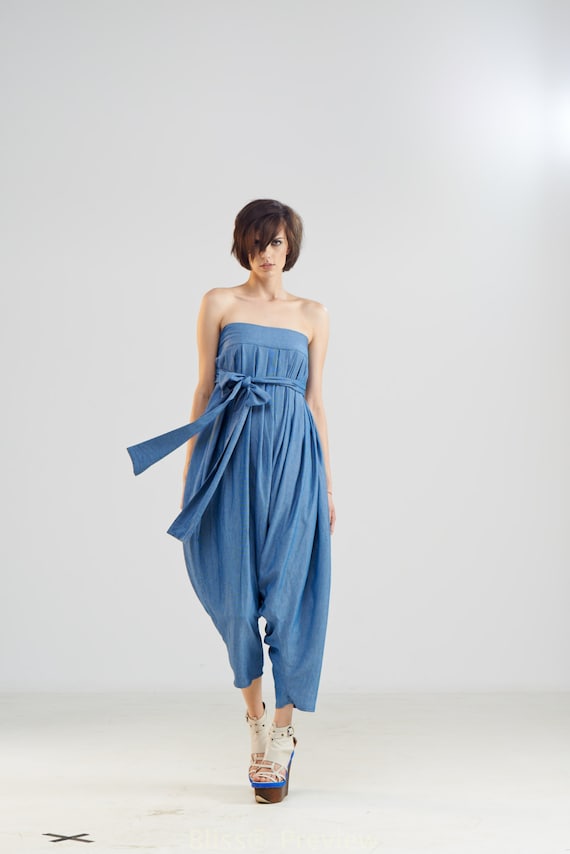 Final Sale Plus Size Jumpsuit with Harem Effect in Royal Blue