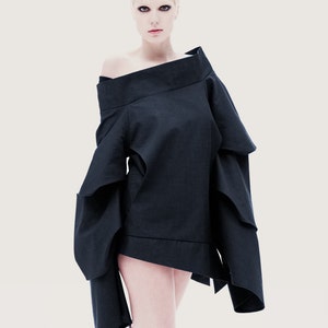 Extravagant Top with Statement Sleeves, Halloween Clothing, Avant Garde Top with Oversized Sleeves, Off Shoulder Top, Futuristic Clothing image 4