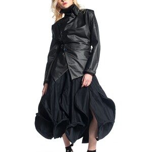 Black High Neck Jacket for Women, Cyberpunk Jacket, Asymmetrical Jacket With High Collar, Steampunk Jacket, Avant Garde Clothing