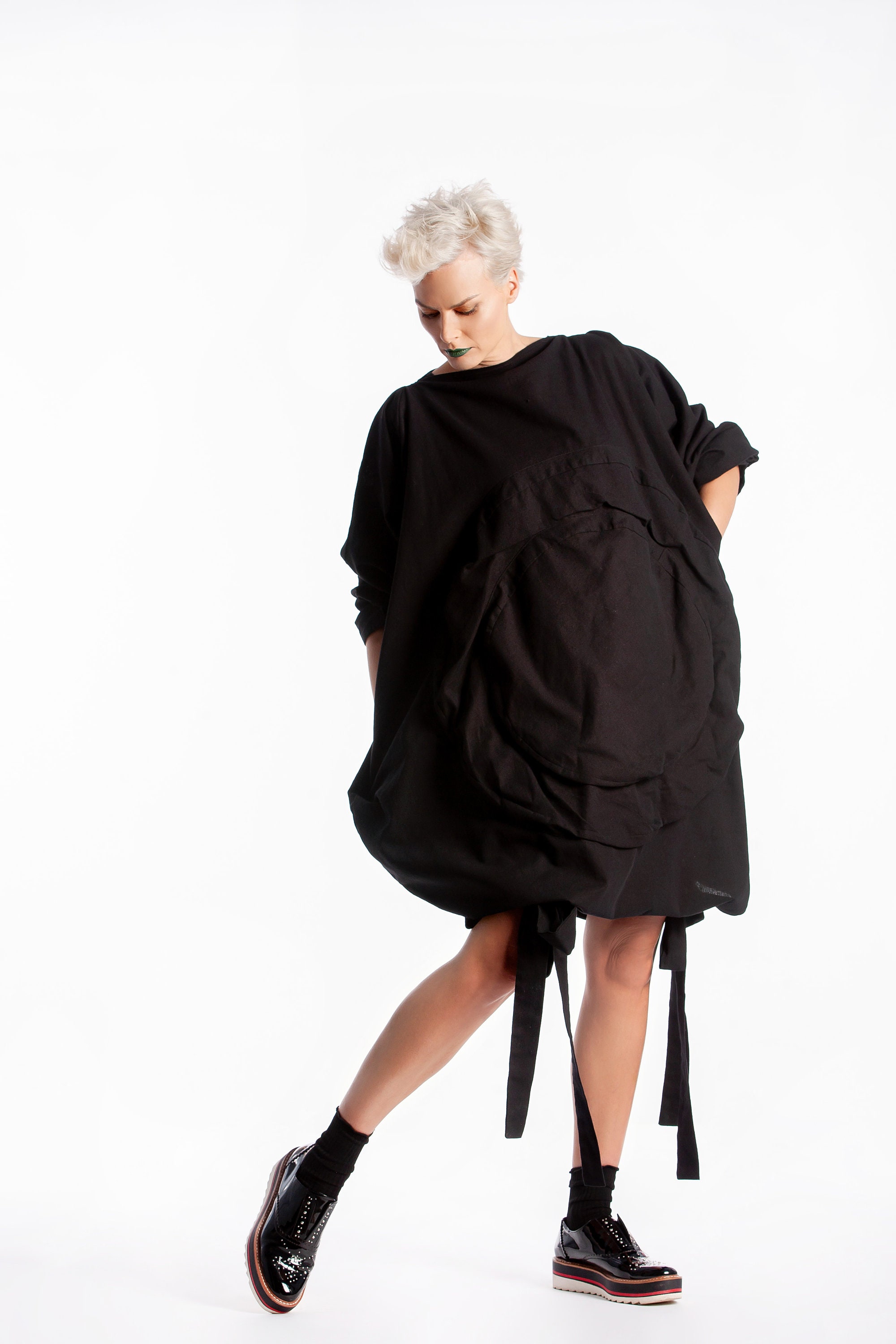 Women Linen Tunic Avant Garde Clothing Black Tunic Dress | Etsy