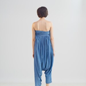 Sleeveless Harem Jumpsuit, Strapless Summer Jumpsuit with Wide Leg, Drop Crotch Jumpsuit, Baggy Overall