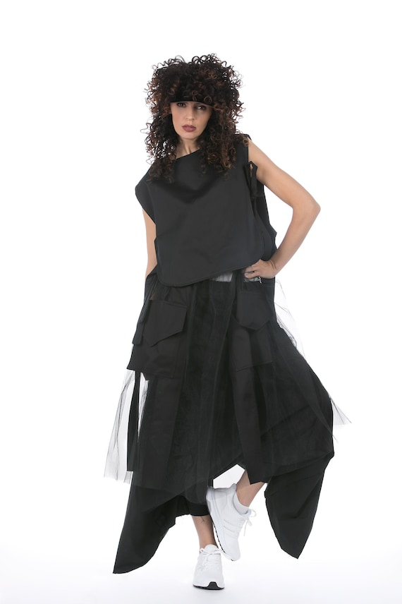 Tunique Haut Sans Manches Femme All Saints UK Taille 6 - Noir, Coton, Neuf Sans étiquettes, Style épaule Dénudée