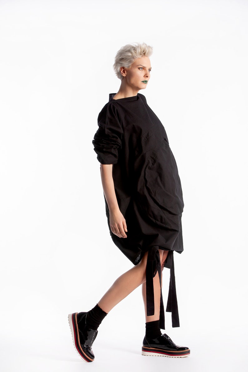 Women Linen Tunic Avant Garde Clothing Black Tunic Dress | Etsy