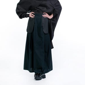 High Waist Maxi Skirt in Black, Long Women&#39;s Skirt with Two Taffeta Pockets, Renaissance Skirt, Plus Size Clothing, Casual Skirt Women&#39;s