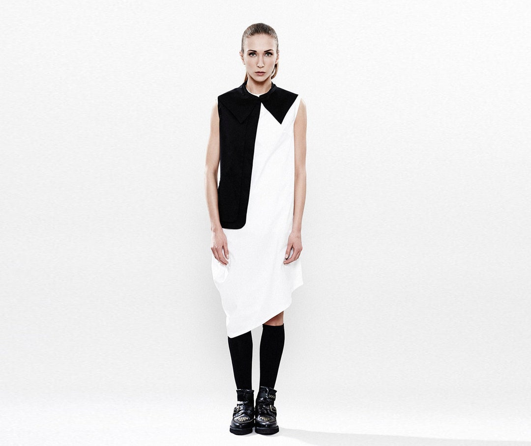 black white asymmetrical dress with Jabot Black / M Plus Size Sequin Evening filter_size|S Color:Cosmo Red long sleeve in black