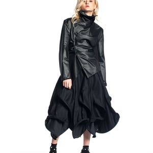 Black High Neck Jacket for Women, Cyberpunk Jacket, Asymmetrical Jacket With High Collar, Steampunk Jacket, Avant Garde Clothing