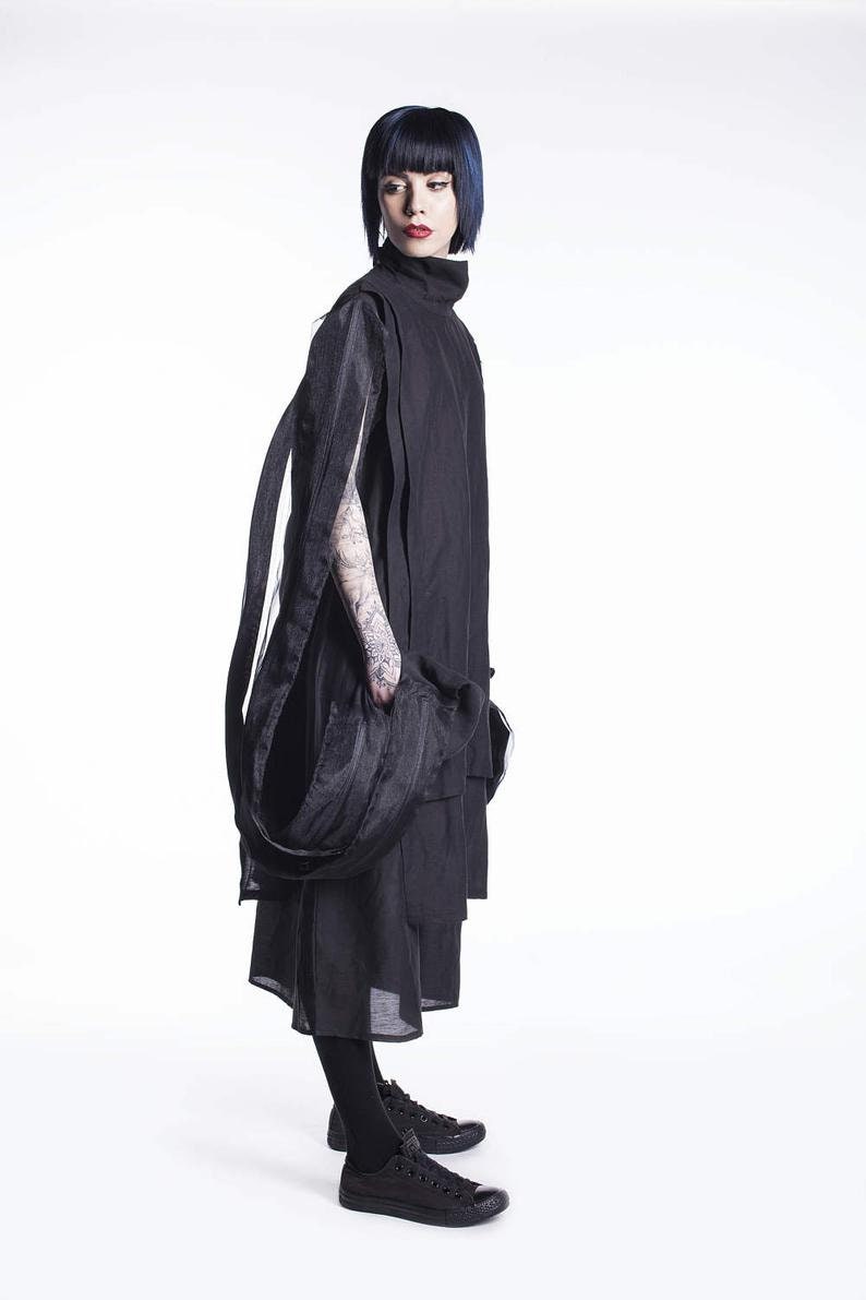Black Linen Dress Japanese Clothing Avant Garde Dress Linen | Etsy