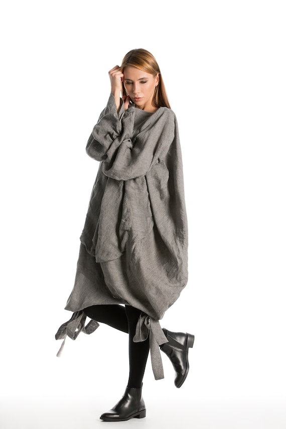 grey bubble dress GEORGETTE - Light Grey Sculptural Bubble Hem Mini Dress