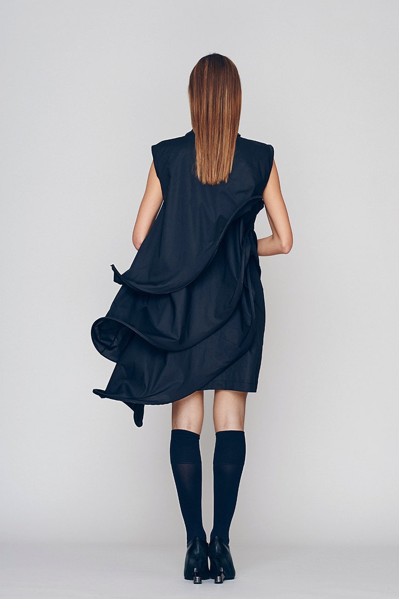 Vestido de cóctel azul marino, vestido formal, vestido de invitada de boda, ropa de vanguardia, vestido de noche, ropa futurista, vestido extravagante imagen 5