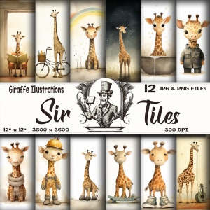 Momentos Mágicos: 12 Ilustrações de Girafas em Vários Temas e Estilos
