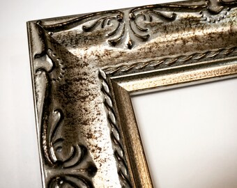 Ornate Silver Picture Frame Victorian Antique Vintage Distressed Elegant Eclectic Diploma Wedding 4x6 5x7 8x10 11x14 16x20 18x24