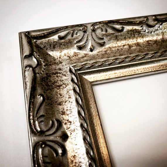 Ornate Silver Picture Frame Victorian Antique Vintage Distressed Elegant Eclectic Diploma Wedding 4x6 5x7 8x10 11x14 16x20 18x24