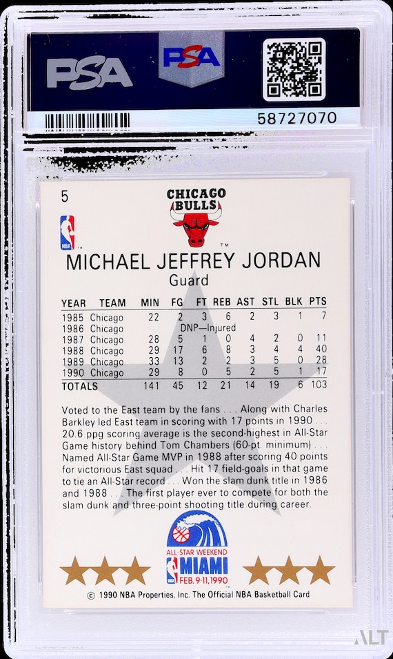 1990-91 NBA Hoops Michael Jordan All-star East #5 PSA 8 Nm