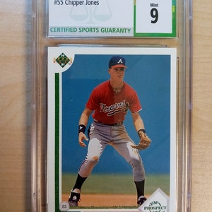 Chipper Jones Baseball Card / 1991 Upper Deck #55 Rookie Card / CSG Graded Mint 9 / Atlanta Braves