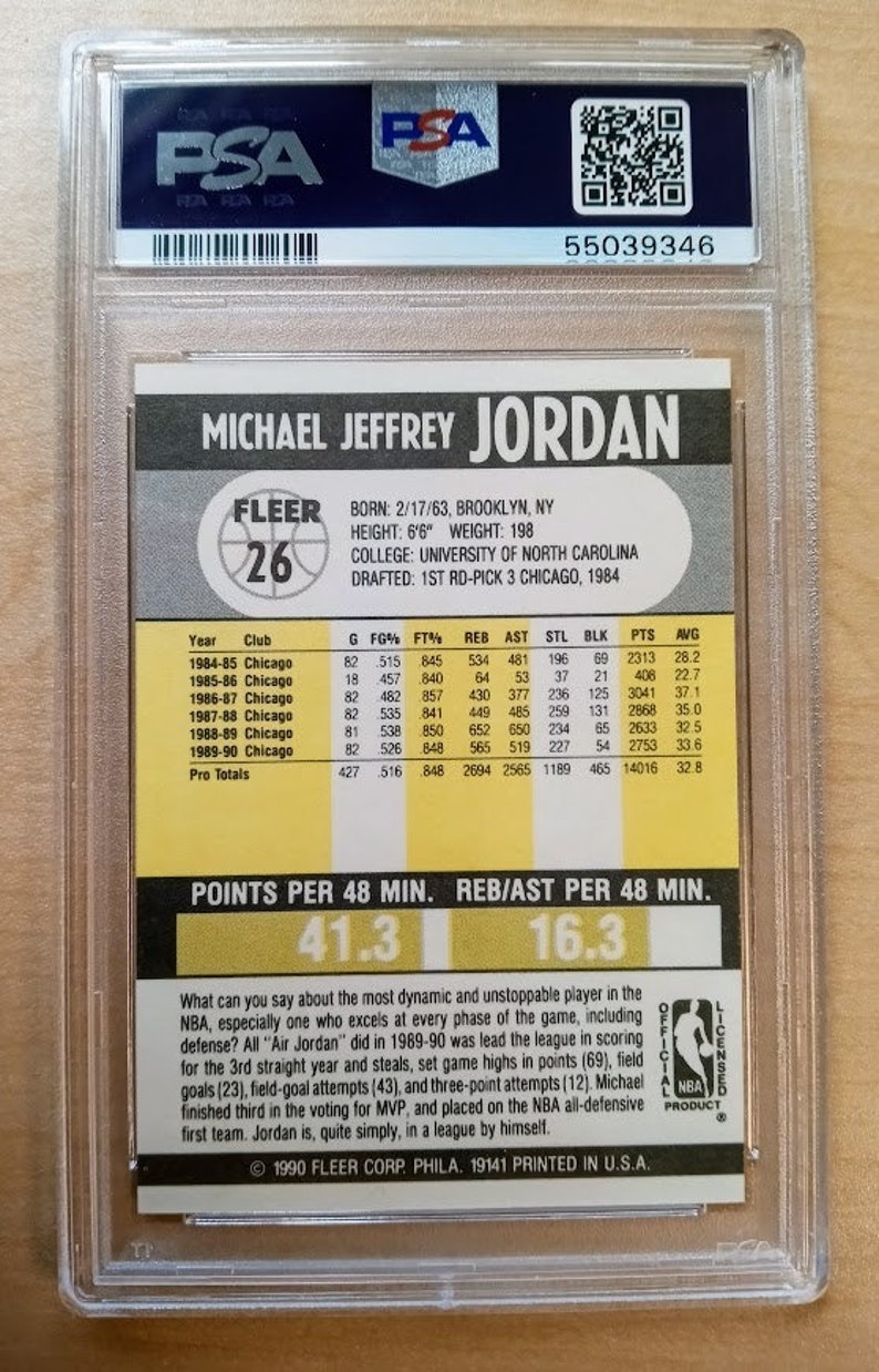 1990 Michael Jordan Fleer 26 Chicago Bulls PSA 8 NM-MINT | Etsy