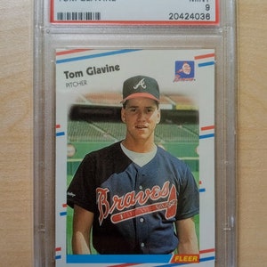 Tom Glavine Baseball Card | 1988 Fleer Glossy #539 Rookie Card | PSA Graded Mint 9 | Atlanta Braves