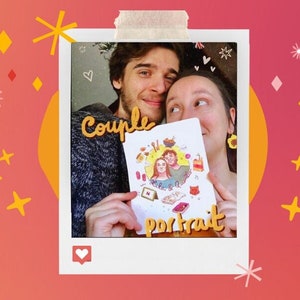 Retrato a color personalizado para acuarela pareja / Pareja regalo de cumpleaños / Pareja banda dibujada efecto pintura