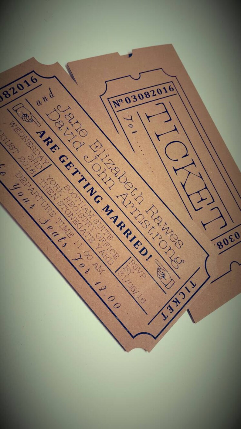 wedding invitation suite bus ticket rustic vintage design etsy