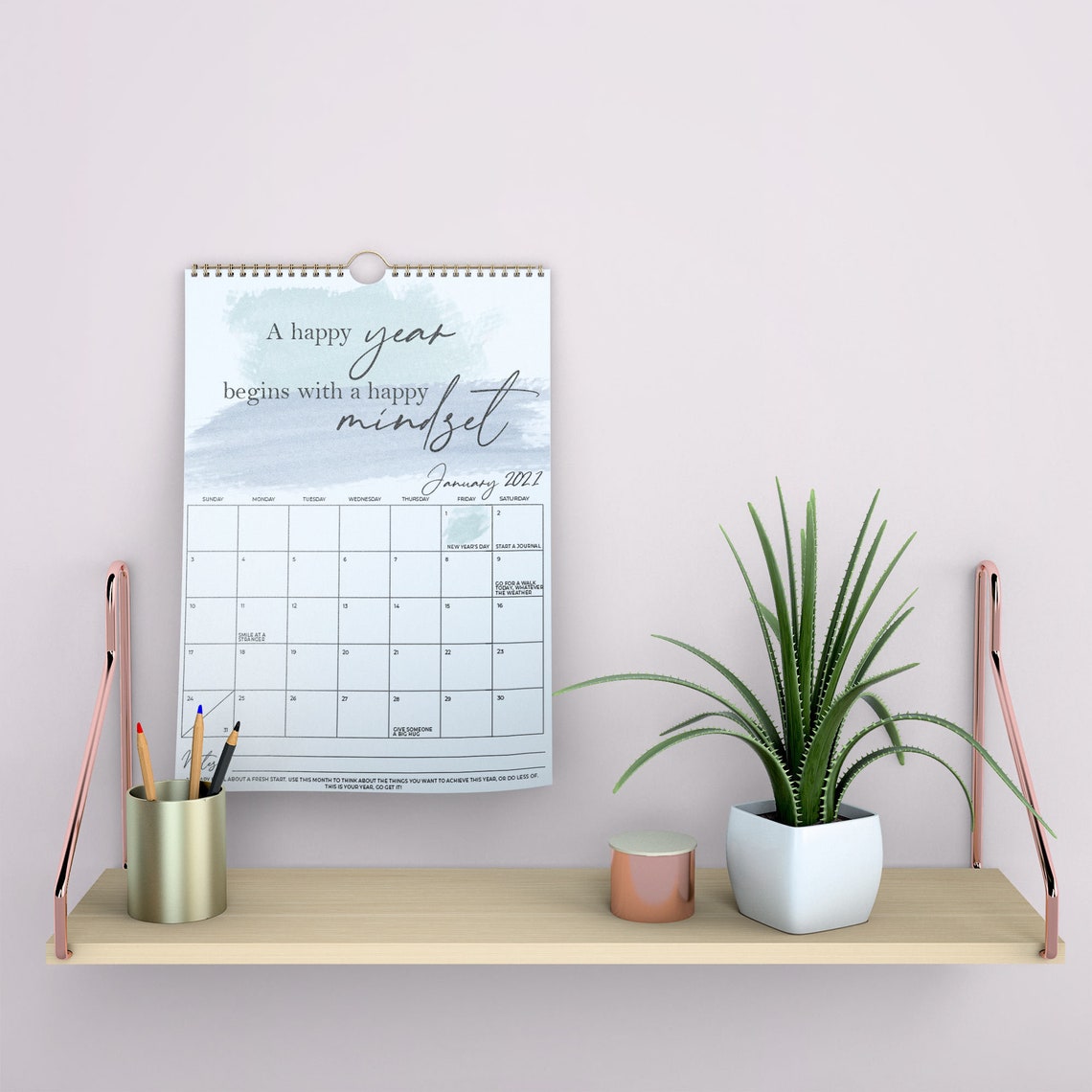 Positive Mindset Wall Calendar Mindfulness Perfect Gift Etsy