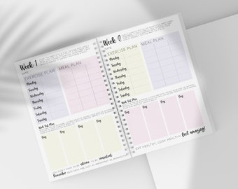 Planificateur de remise en forme et de santé | Journal mensuel et hebdomadaire pour vous aider dans votre routine d'entraînement | Carnet relié A5
