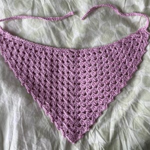 Handmade Pink Crochet Bandana Hair Kerchiefs